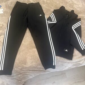 adidas Black Jogger Pants with White 3-Stripe Detail